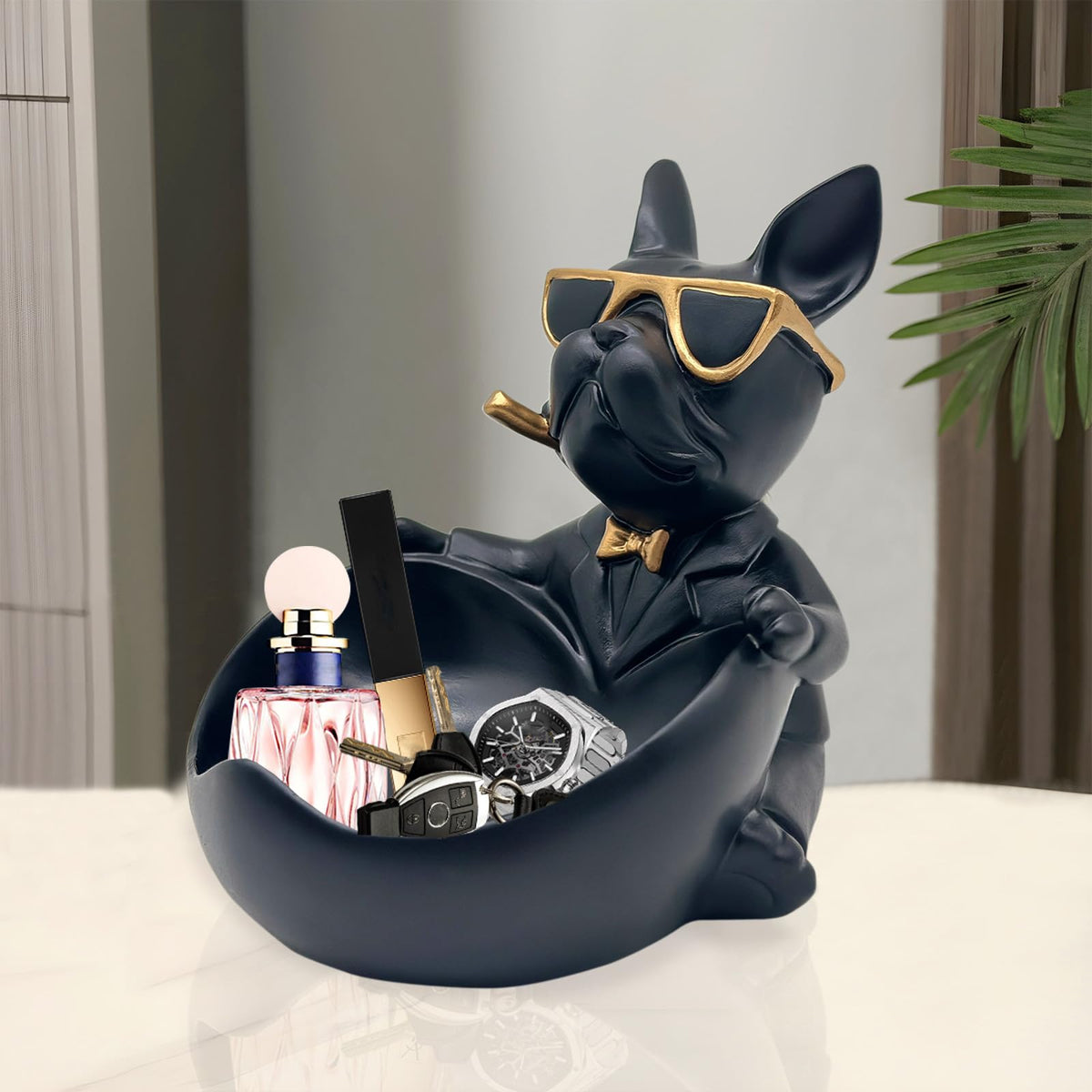 Huhote Handcrafted bulldog figurine brightens tabletops with artisanal details