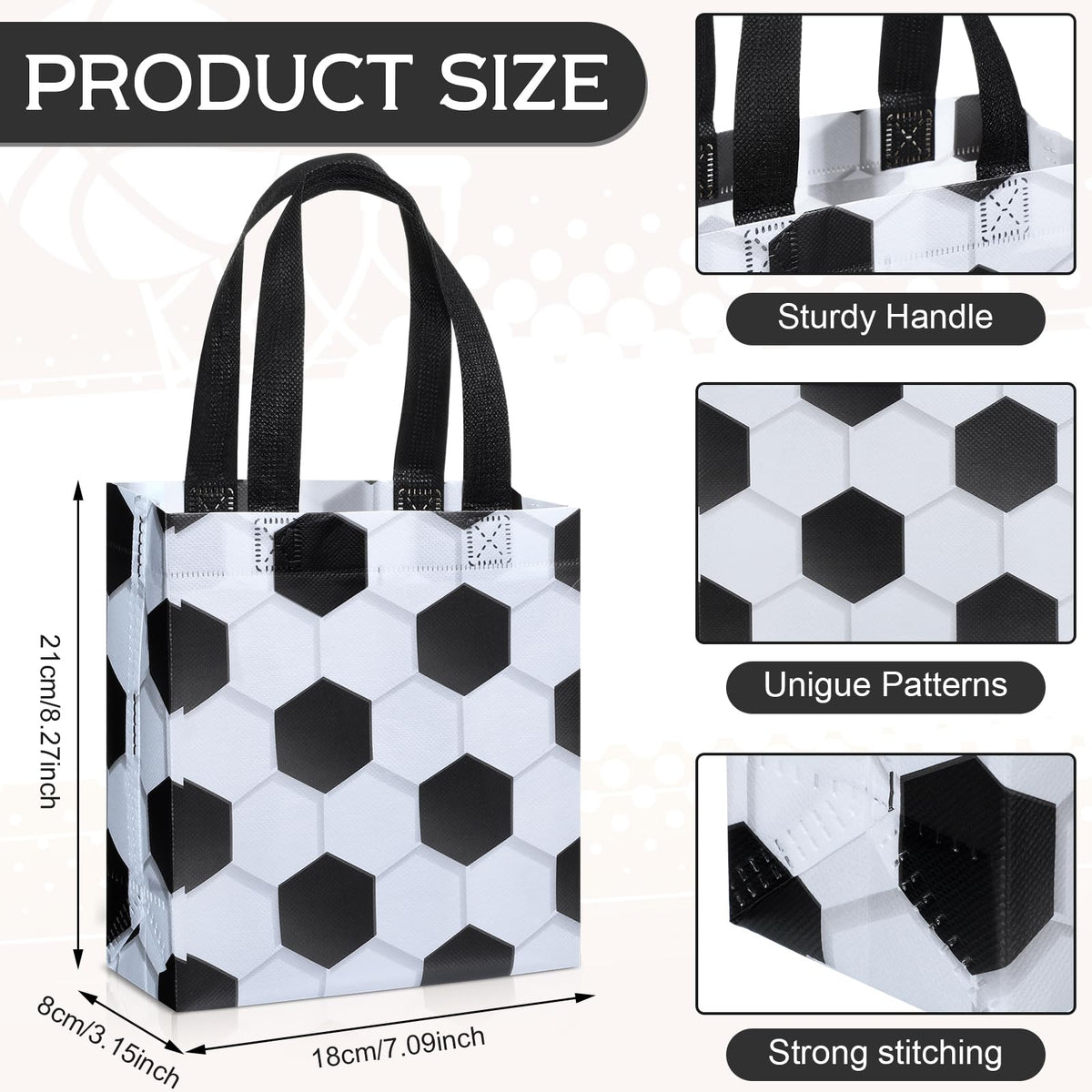 Huhumy 24-pack soccer themed goodie bags ready for birthday party decorations.