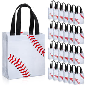 Huhumy baseball party favor bags with handles for easy carrying at events.