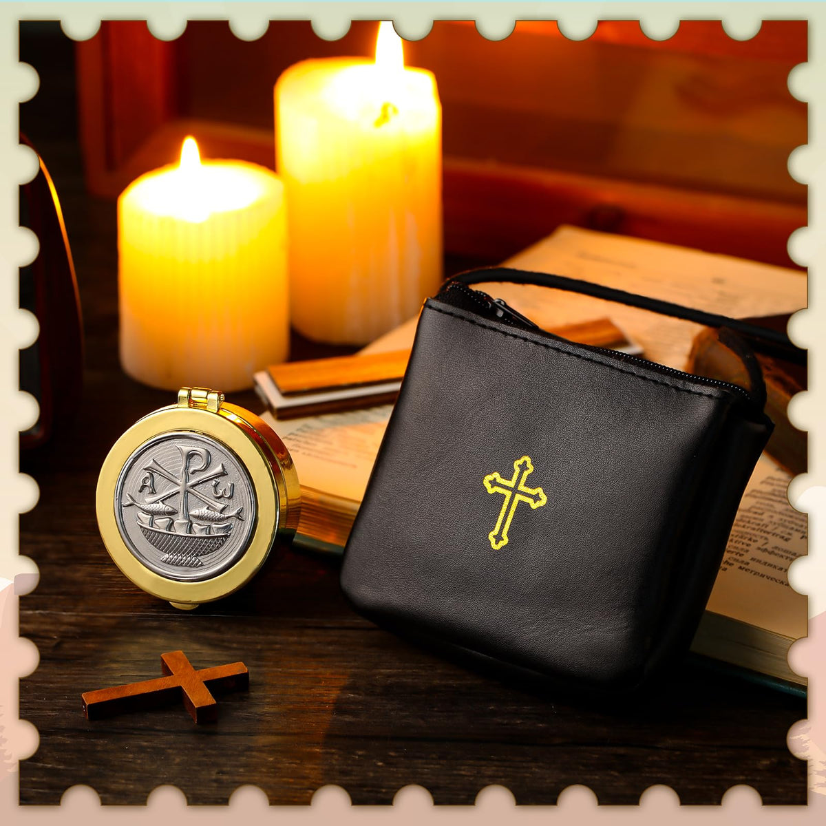 Huhumy communion pyx set metal construction for lasting reliability.