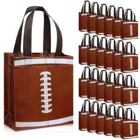 Huhumy football party favor bag with handle, ideal for distributing treats at games.
