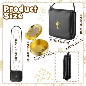 Huhumy pyx box with golden cross badge showcases reverent design.