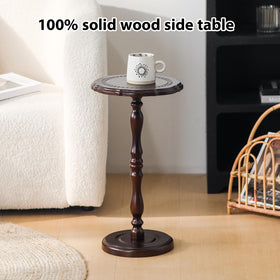 HuiDao petal desktop round table with carved pattern adds unique style