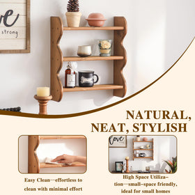 HuiDao rustic floating shelves highlight vertical space optimization for small rooms.