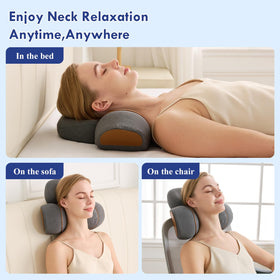 Huieo bedtime neck pillow provides relaxing traction during winding-down.