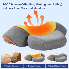 Huieo neck pillow with auto airbag traction eases neck stiffness