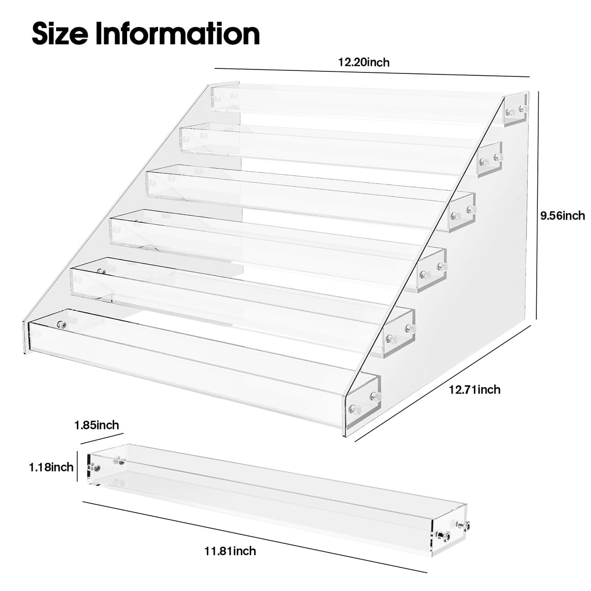 HUITAI display risers stand in clear acrylic for efficient countertop organization.