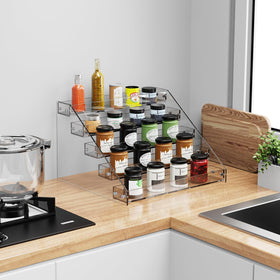 HUITAI spice rack display stores jars neatly for quick kitchen access.