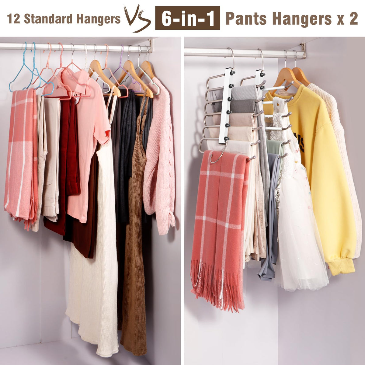 Capacity up to 24 pants with HUITEM’s six-tier stacking system for efficient storage.