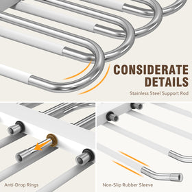 Durable and lightweight HUITEM hangers capable of supporting up to 24 pants.