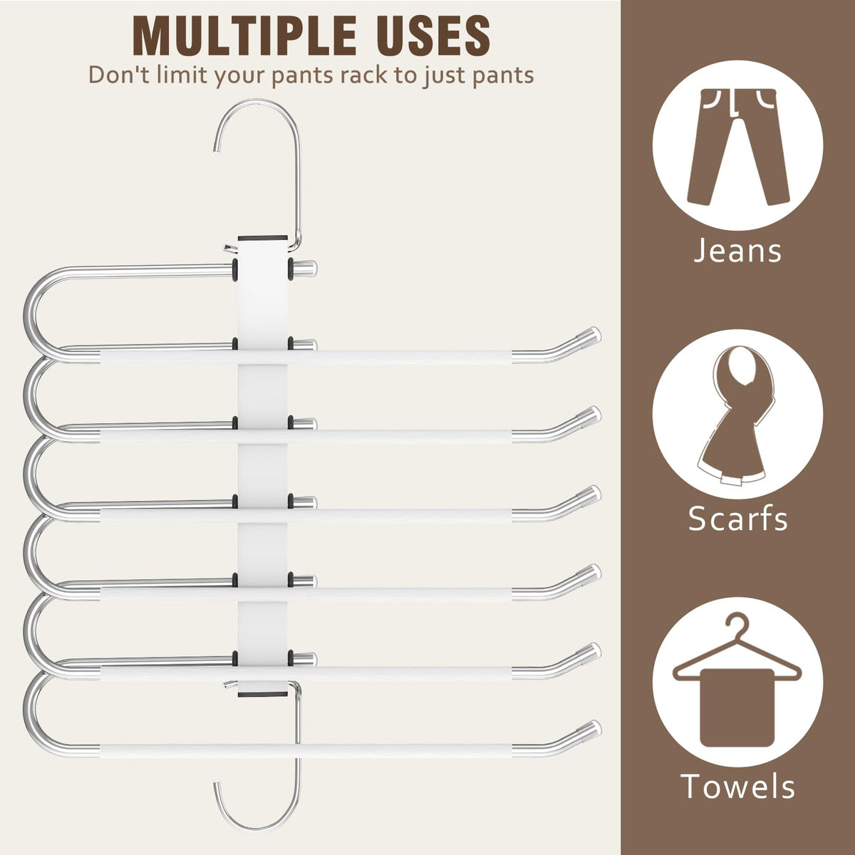 HUITEM easy no-install pants hangers ready to use right away in any closet.