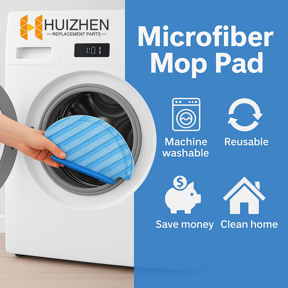 HUIZHEN DVX34 disposable mop pads offer hygienic one-use cleaning