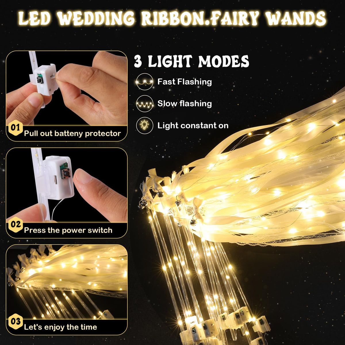 HUIZONHOME LED wedding wand glows softly for magical photos