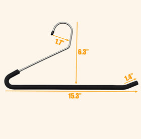 Huji chrome hangers with non-slip coated bars for secure garment grip.