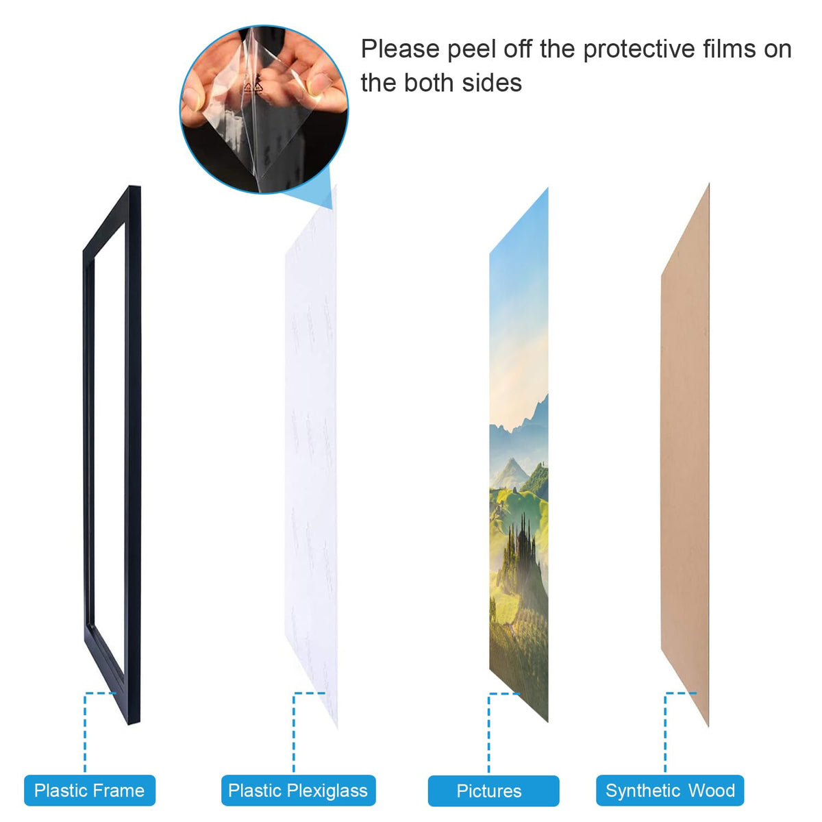 HUKONHEP wall mount frame with plexiglass for versatile display.
