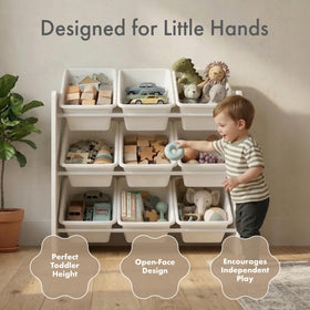 Humble Crew 9-bin removable bins for simple toy sorting.