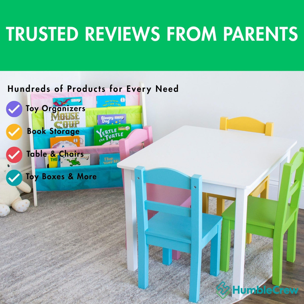 Humble Crew reading corner promotes independent picking and tidy rooms