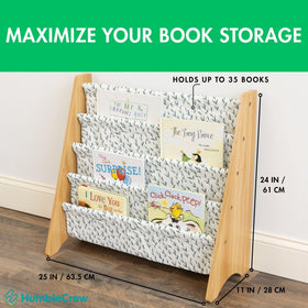Humble Crew four-tier layout organizes books and supports quick selection.