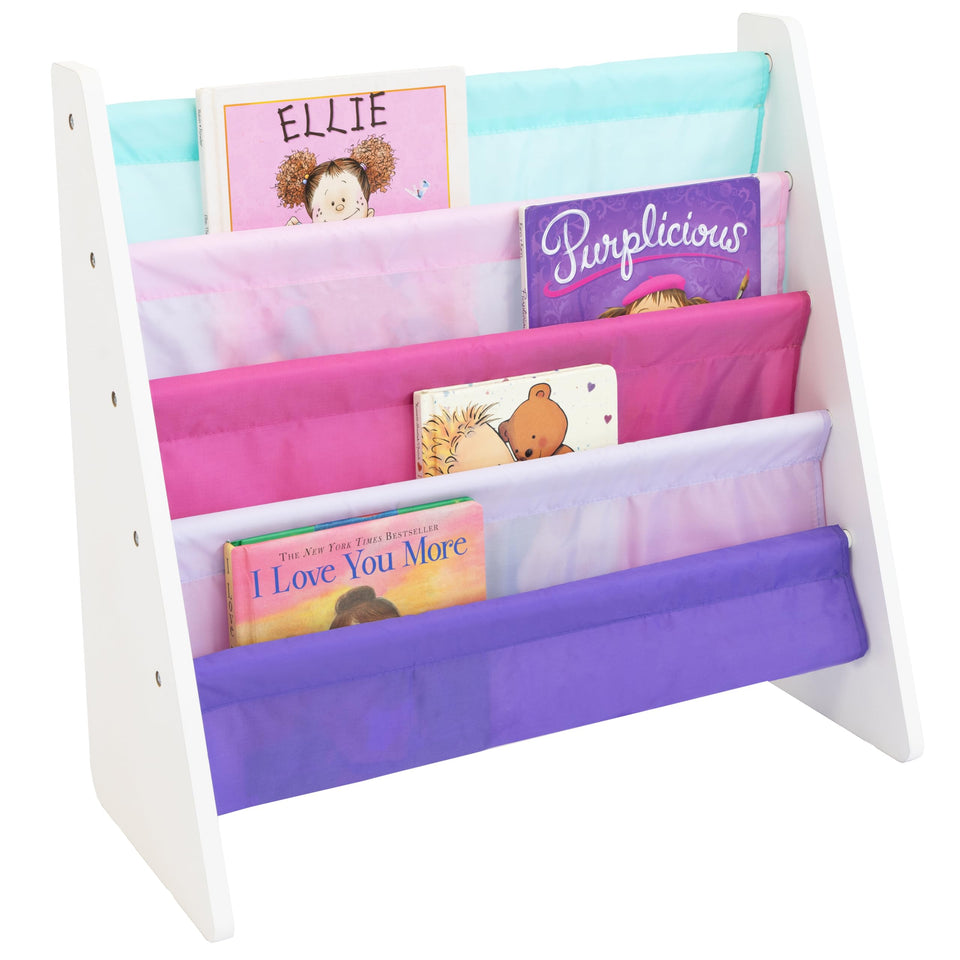 Humble Crew Kids Bookshelf front-facing four-tier display helps kids choose books easily and encourages independent reading