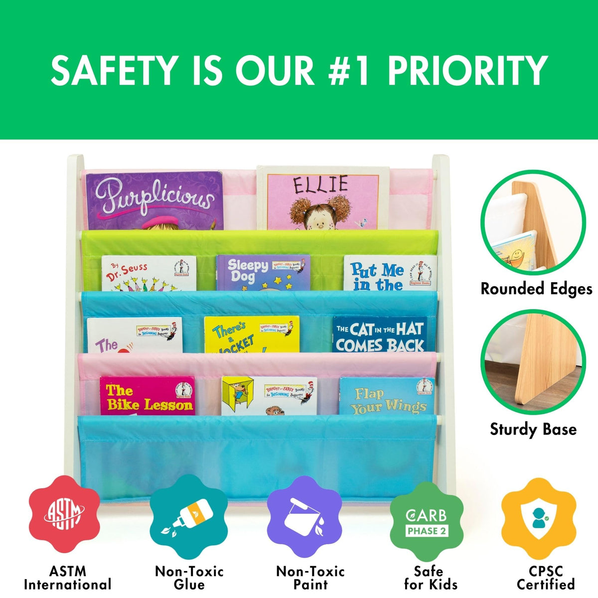 Humble Crew nursery bookcase organizer in compact size saves space