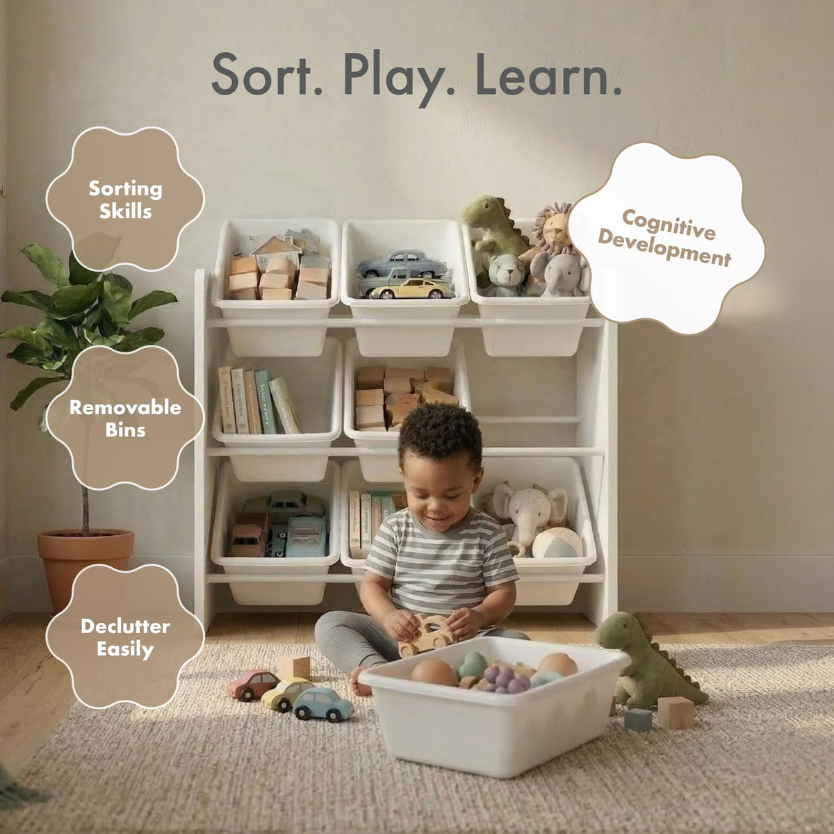 Compact Humble Crew design saves space in rooms and play areas.