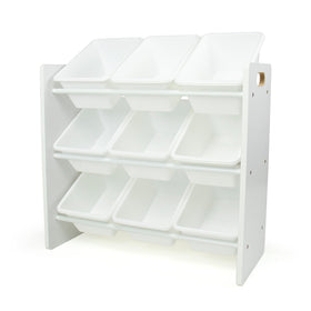 Humble Crew toy organizer with three-tier design and easy-access bins.