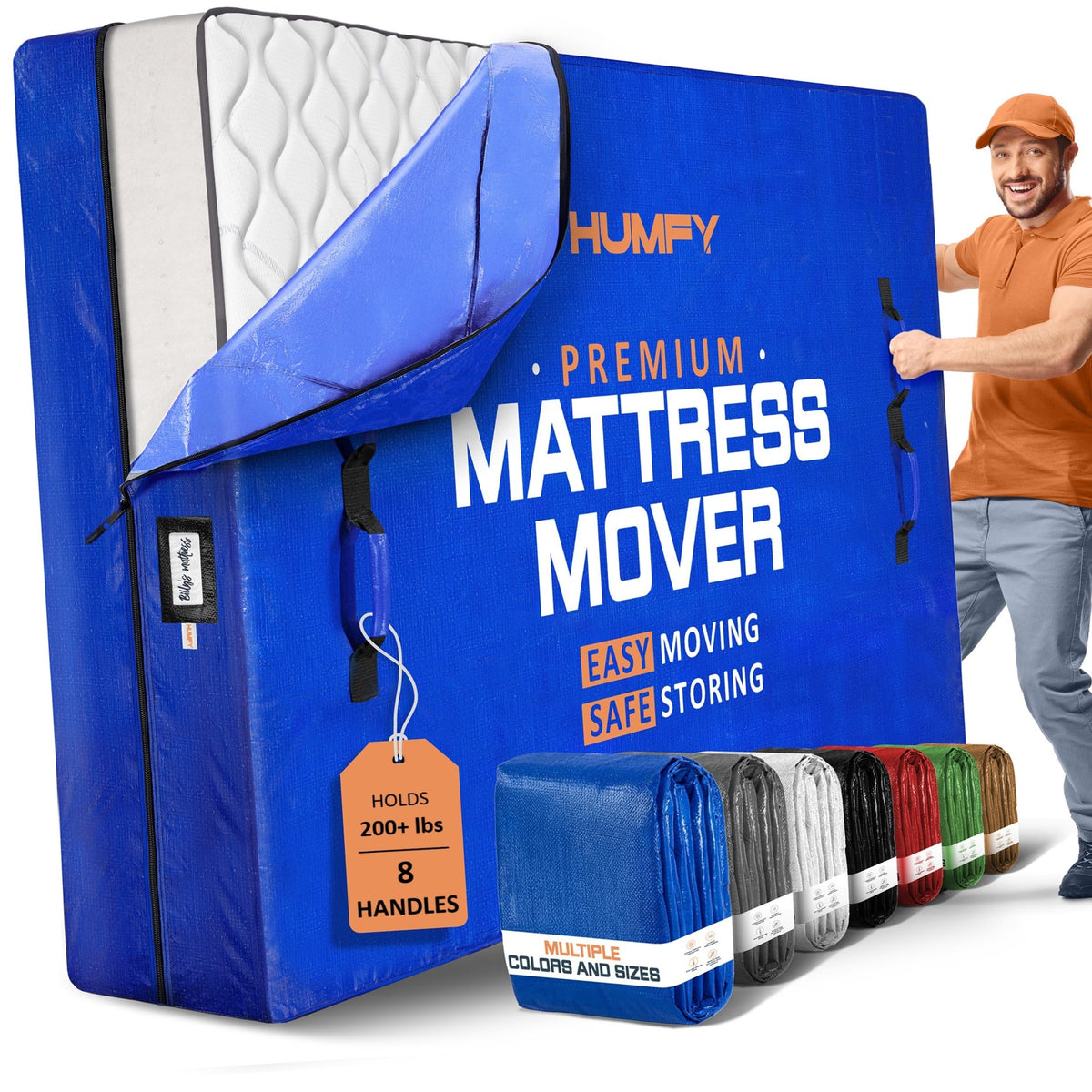 Humfy mattress bag with full protection for queen mattresses during moves and storage.
