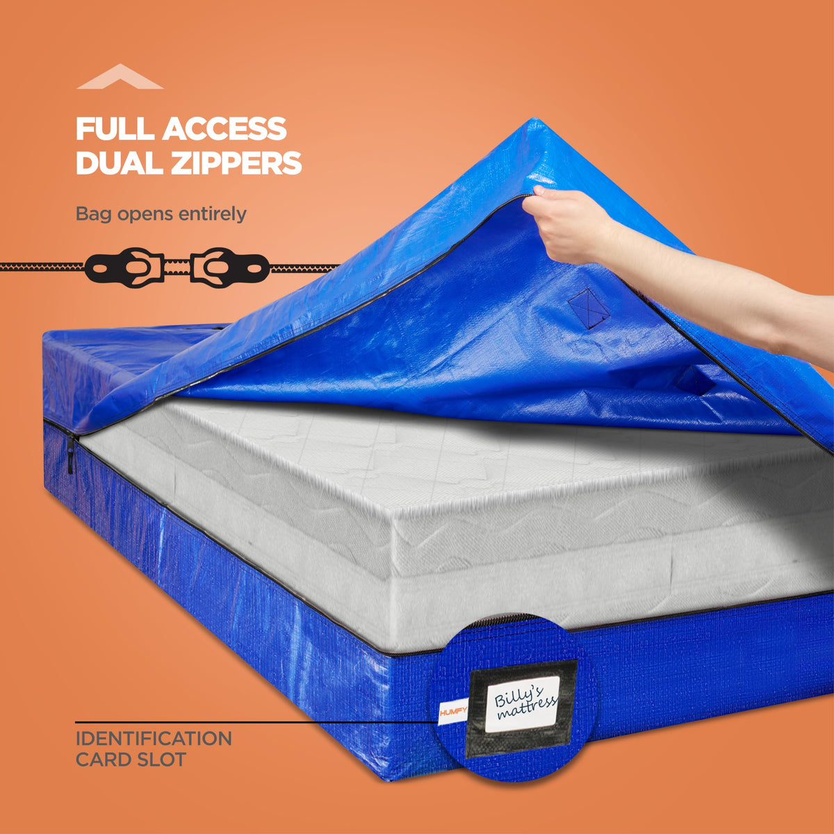 HUMFY queen-size bags protecting mattresses during moves and renovations