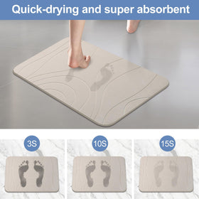 HUMIGA stone bath mat is easy to clean with rinse, wipe, or sanding tool