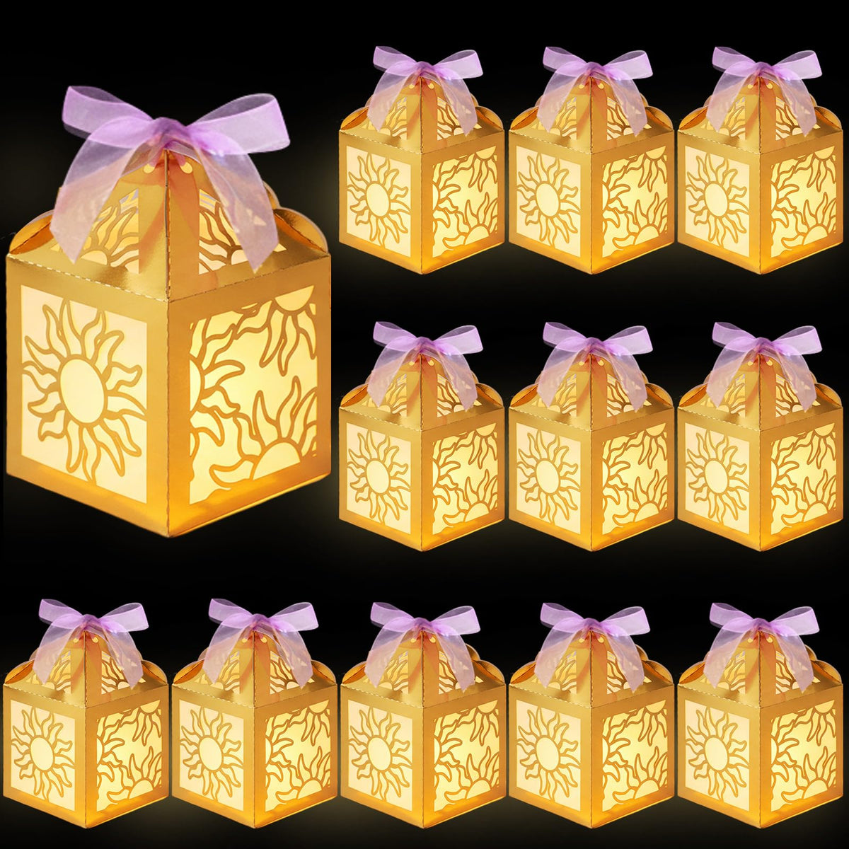 Humyoun sun lanterns centerpieces in gold add warm ambience to birthday tables.