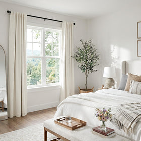 Hundred Percent Blackout Shield machine-washable curtains simplify upkeep.