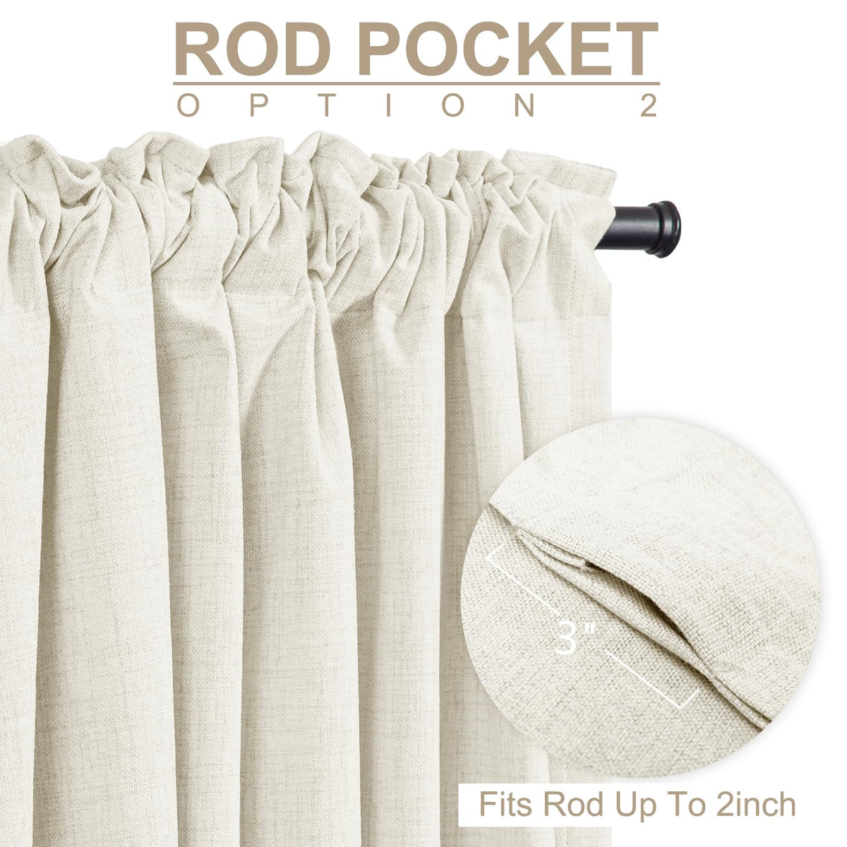 Hundred Percent Blackout Shield beige curtains create soft, durable ambience for living spaces.