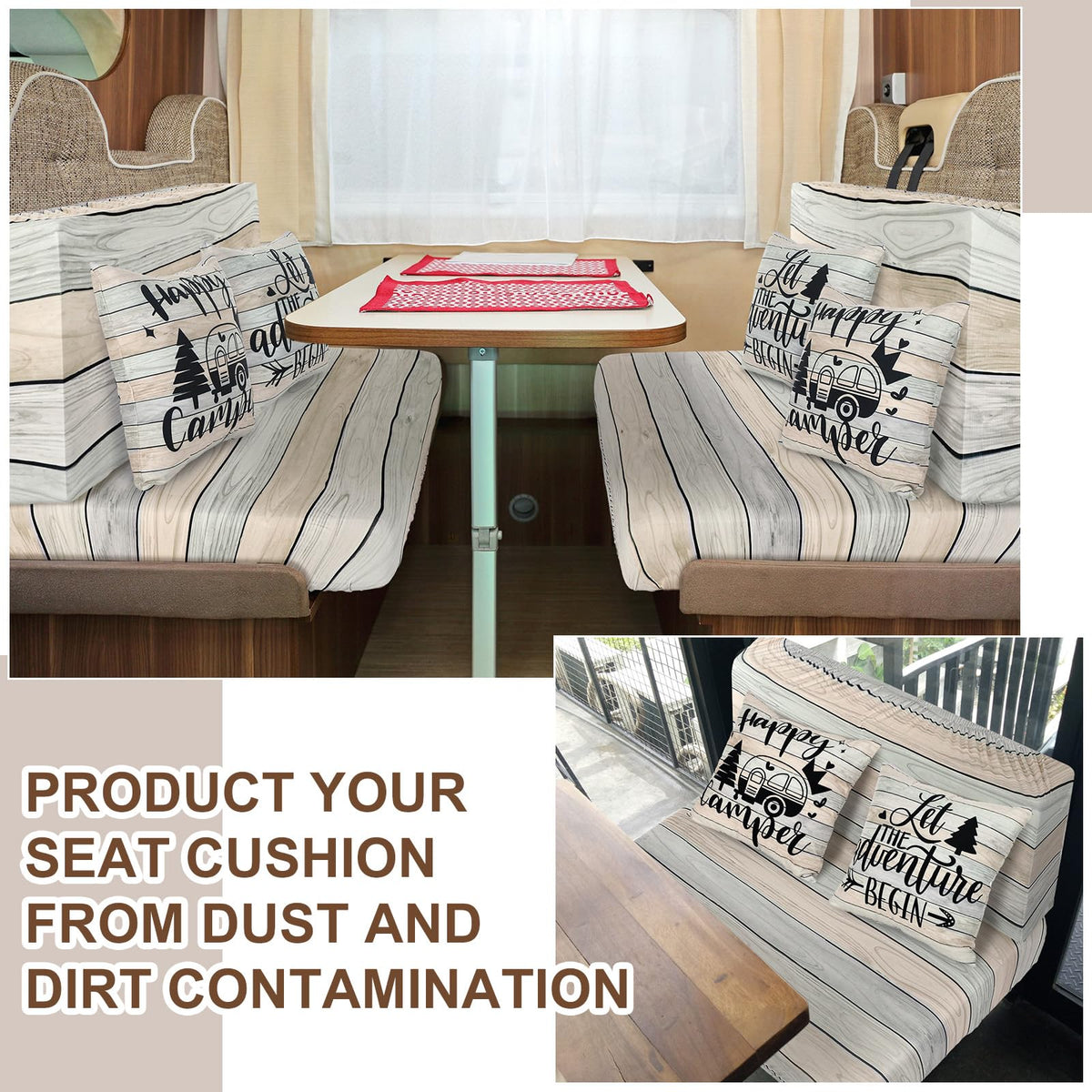 HunnmingRe bench cover for RV dinette; snug fit and easy care