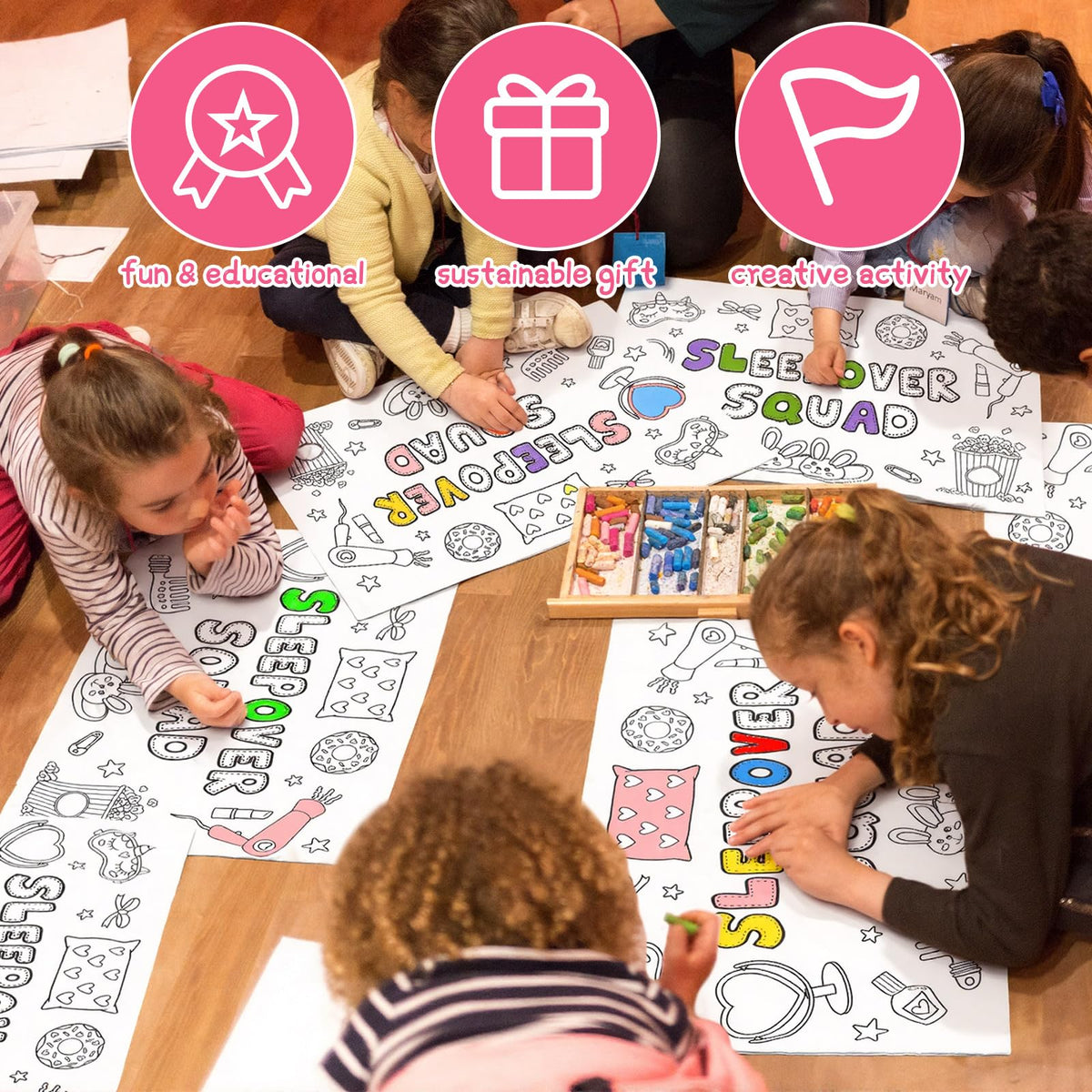 HunnmingRe pajama party text pillowcase for coloring fun