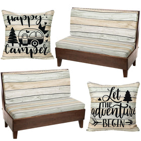 HunnmingRe pillowcase for RV dinette cushion with camping pattern; easy replace