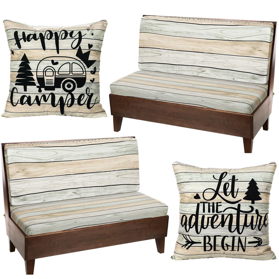 HunnmingRe pillowcase for RV dinette cushion with camping pattern; easy replace