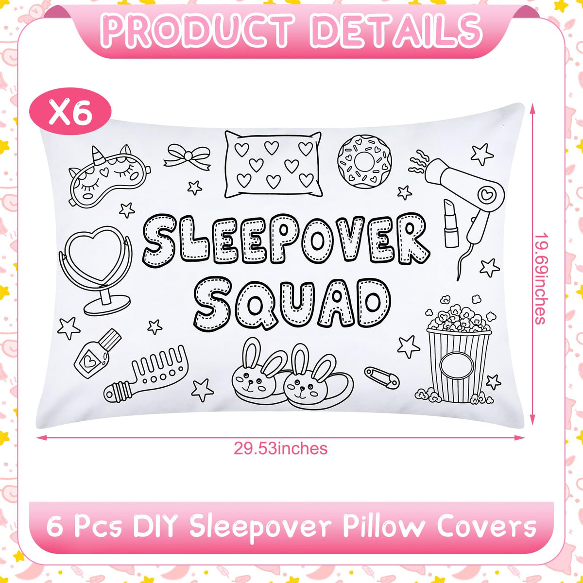 HunnmingRe pillowcase with unicorn eye mask line art, perfect for playful nights
