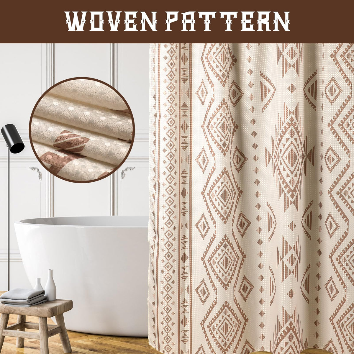 HunnmingRe waffle-pattern curtain adds texture and easy maintenance for daily showers.