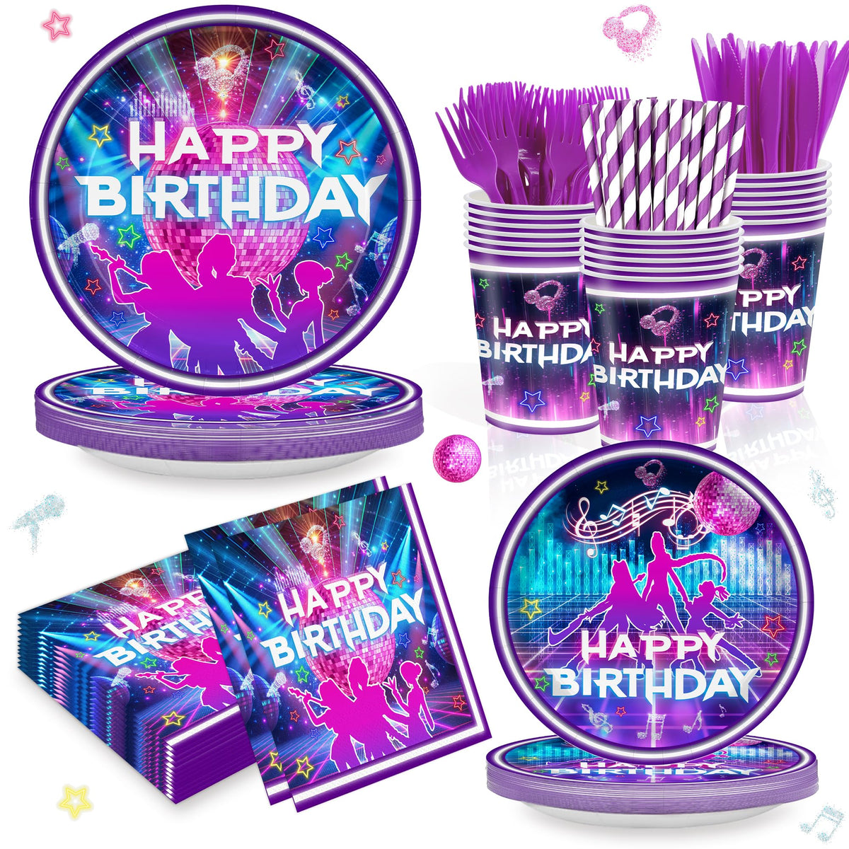 Huorege music dance tableware set dinner plates create a lively party atmosphere.