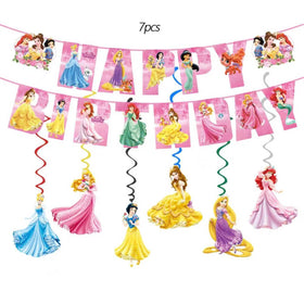 Hupalun Disney Princess Happy Birthday banner enhances festive photo moments