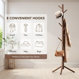 Hupmad wooden tree coat rack entryway use fits coats and bags.