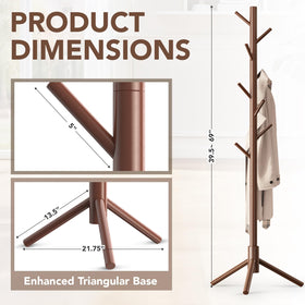 Hupmad wooden tree coat rack natural wood grain adds warm style.