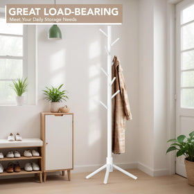 Hupmad wooden tree coat rack stand adjustable heights for family-ready versatility.