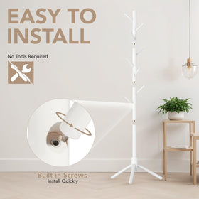Hupmad wooden tree coat rack stand natural wood grain adds warmth.
