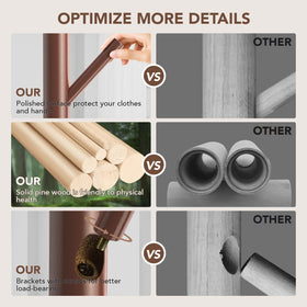 Hupmad wooden tree coat rack tool-free assembly for quick setup.