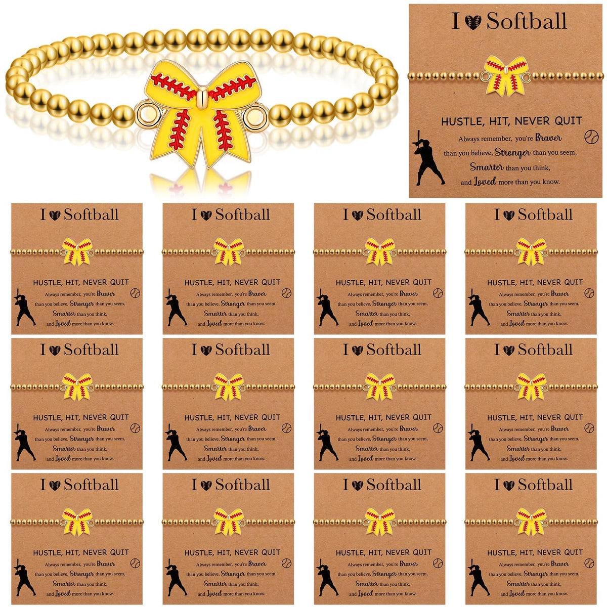 Huquary bow gold bead bracelet pack shows team spirit and fashion appeal
