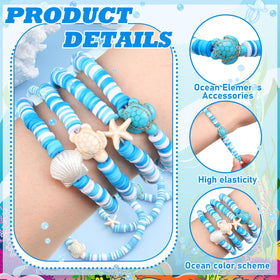 Close-up of blue and white beads on Huquary ocean bracelet