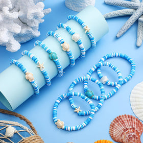 Elastic cord bracelet detail from Huquary ocean collection