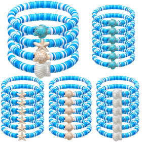 Huquary ocean bracelet with shell and starfish on elastic band for coastal style