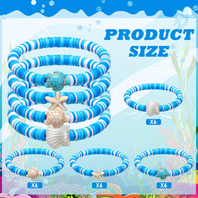 Huquary ocean bracelet with turtle charm and blue-white beads